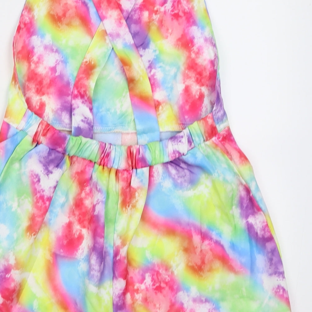 SheIn Girls Multicoloured Tie Dye Polyester Playsuit One-Piece Size 11-12 Years  Button