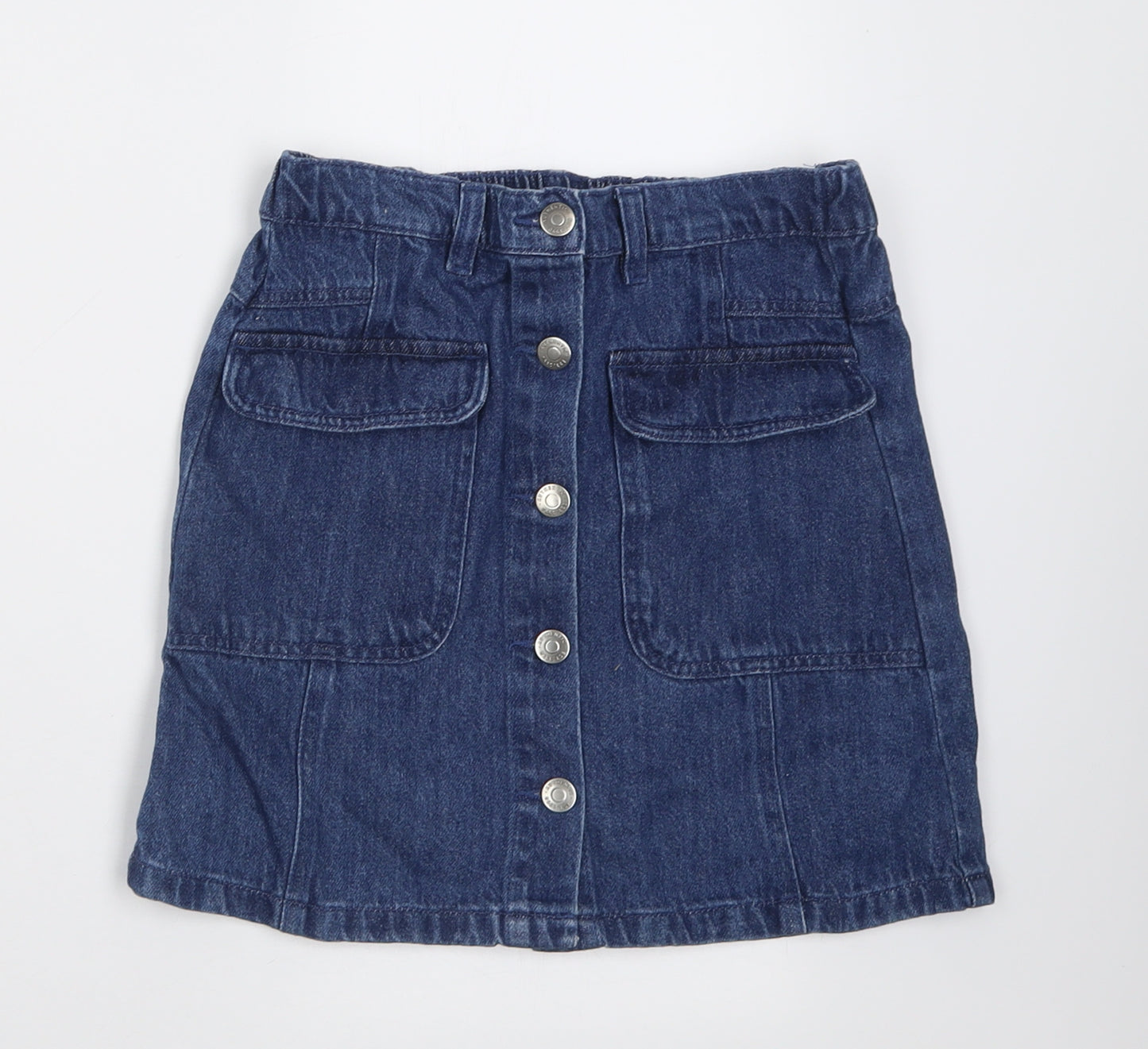 George Girls Blue  Cotton Cargo Skirt Size 11-12 Years  Regular Button