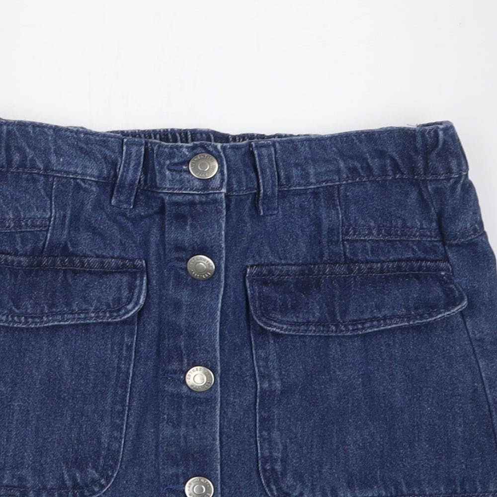 George Girls Blue  Cotton Cargo Skirt Size 11-12 Years  Regular Button