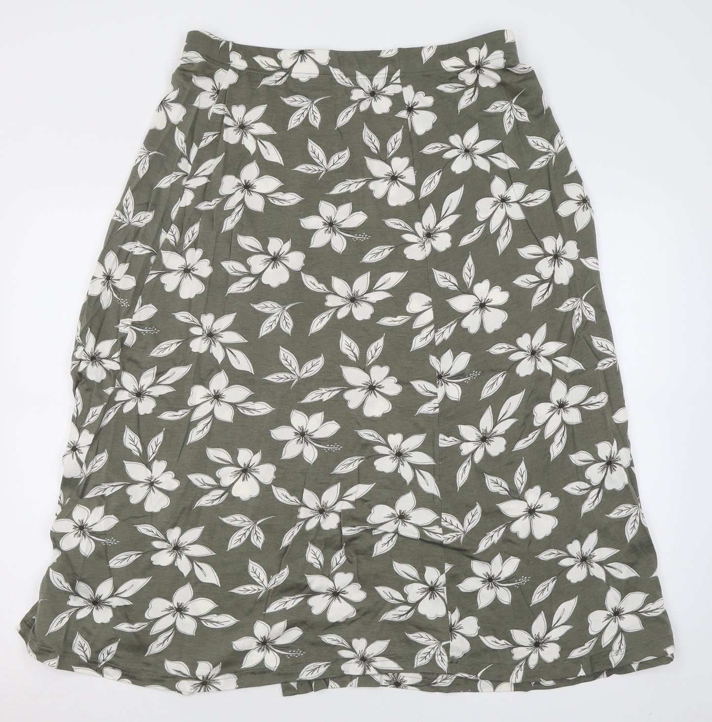Country Casuals Womens Green Floral Viscose A-Line Skirt Size 16