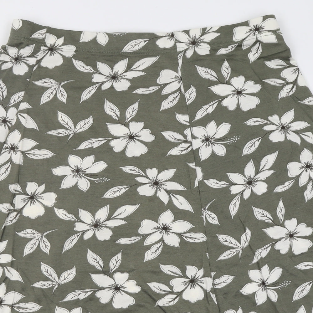 Country Casuals Womens Green Floral Viscose A-Line Skirt Size 16