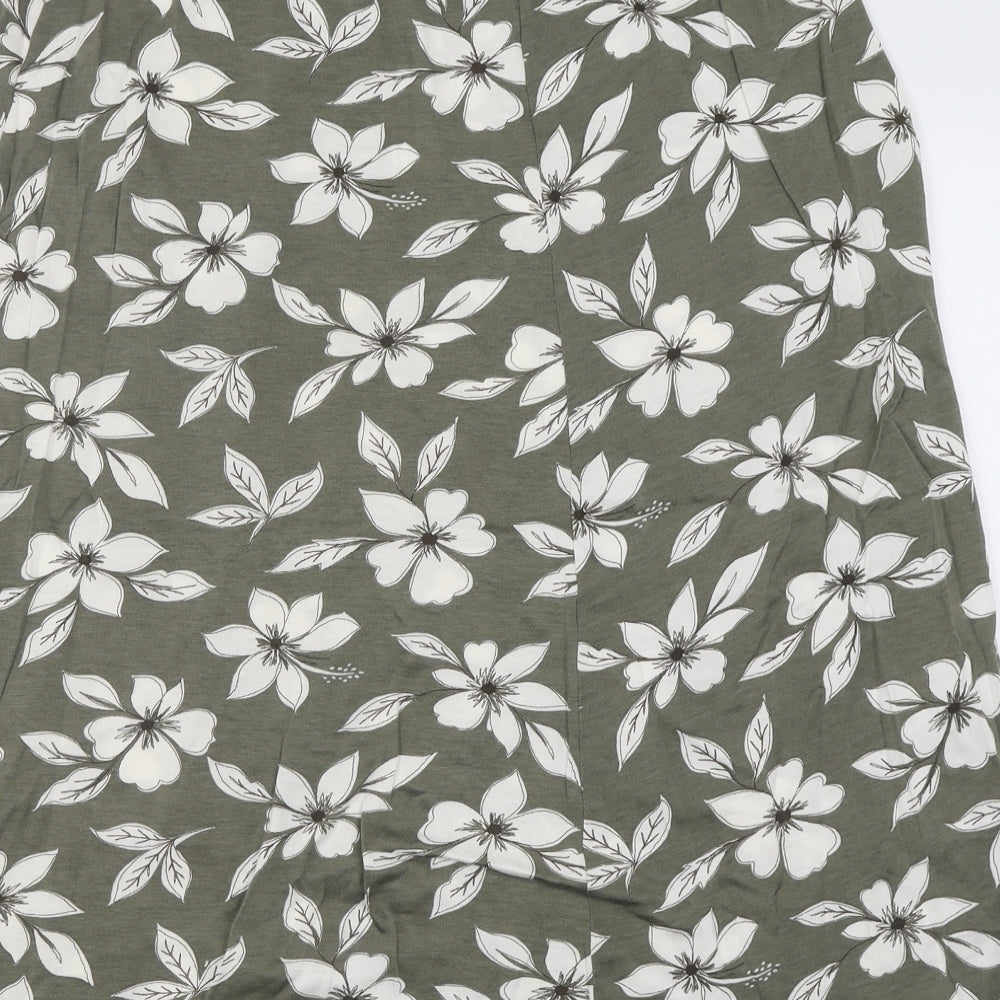 Country Casuals Womens Green Floral Viscose A-Line Skirt Size 16