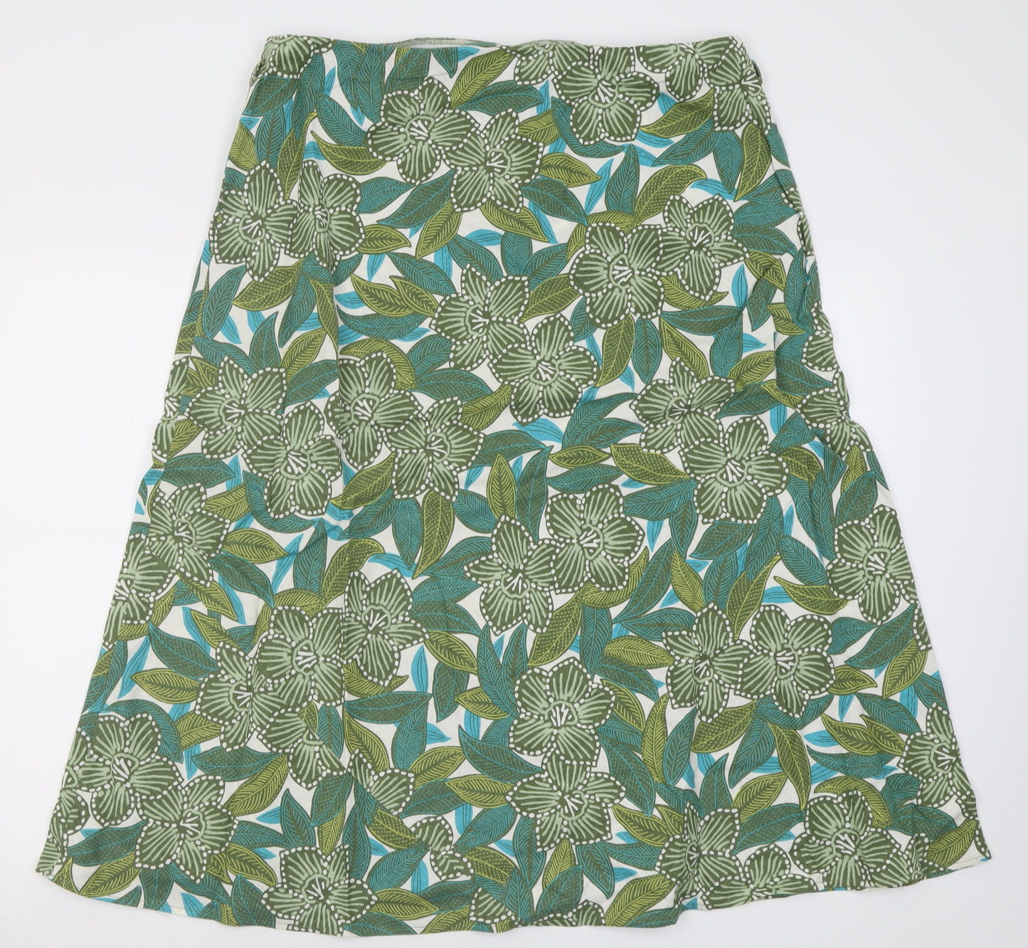 Marks and Spencer Womens Green Geometric Viscose A-Line Skirt Size 20