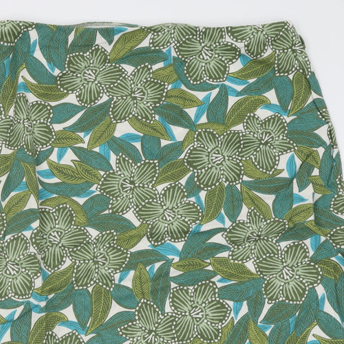 Marks and Spencer Womens Green Geometric Viscose A-Line Skirt Size 20