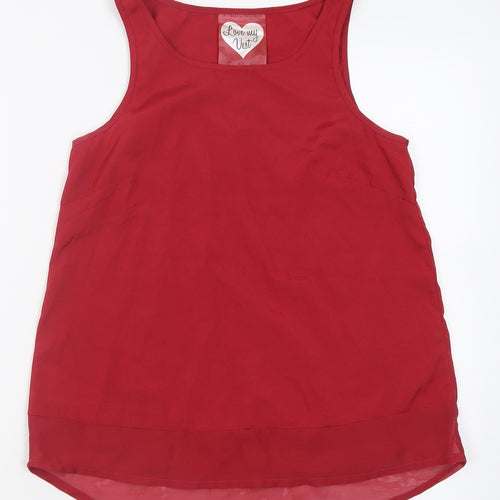 Atmosphere Womens Red  Polyester Basic Tank Size 8 Scoop Neck