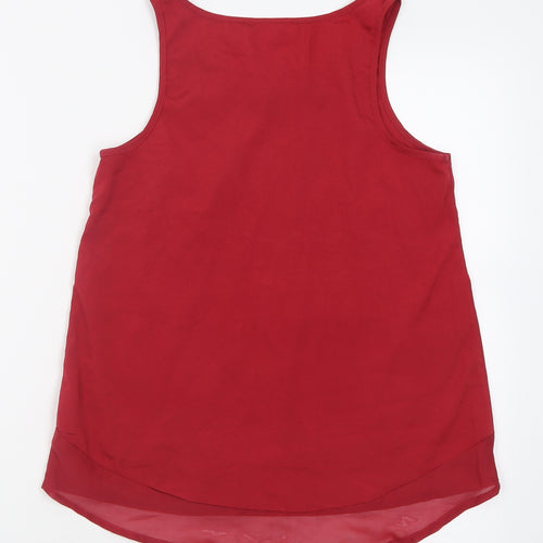 Atmosphere Womens Red  Polyester Basic Tank Size 8 Scoop Neck
