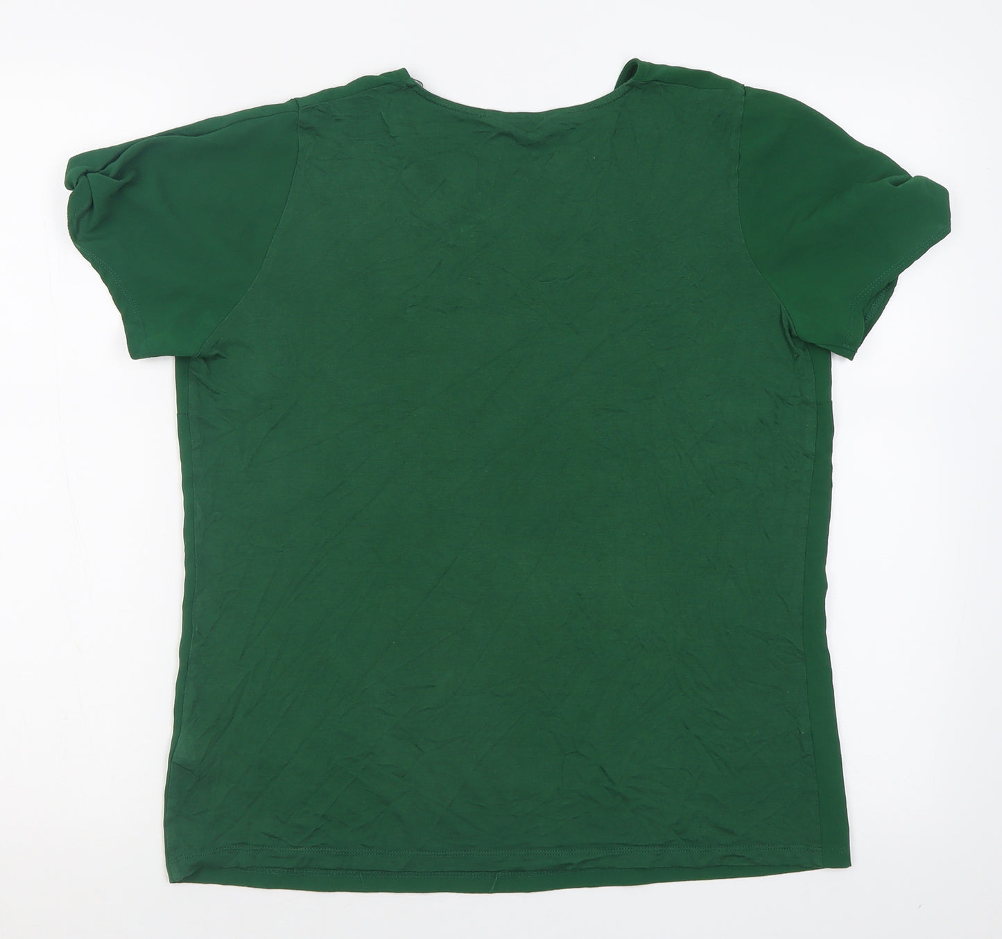 NEXT Womens Green  Polyester Basic T-Shirt Size 14 Crew Neck