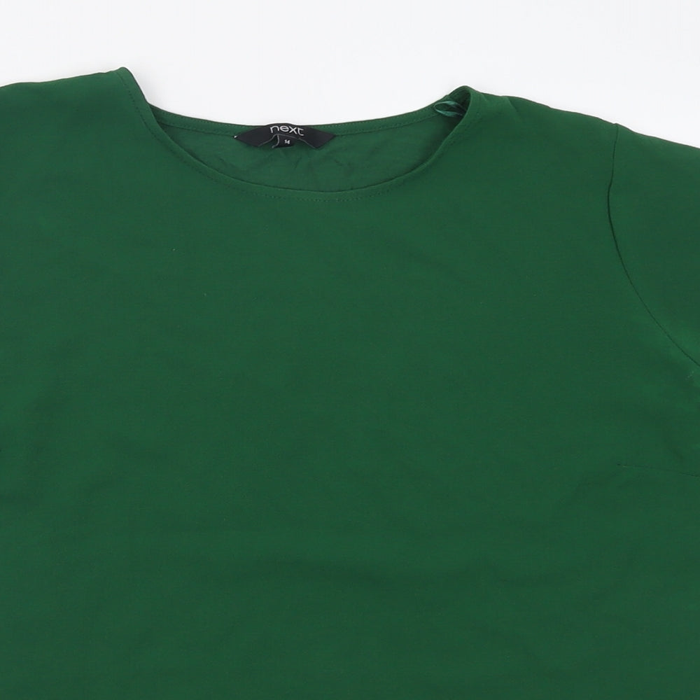 NEXT Womens Green  Polyester Basic T-Shirt Size 14 Crew Neck