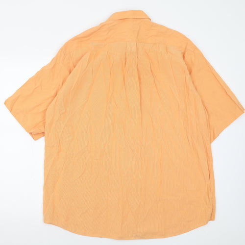 Marks and Spencer Mens Orange  Polyester  Button-Up Size 17 Collared Button