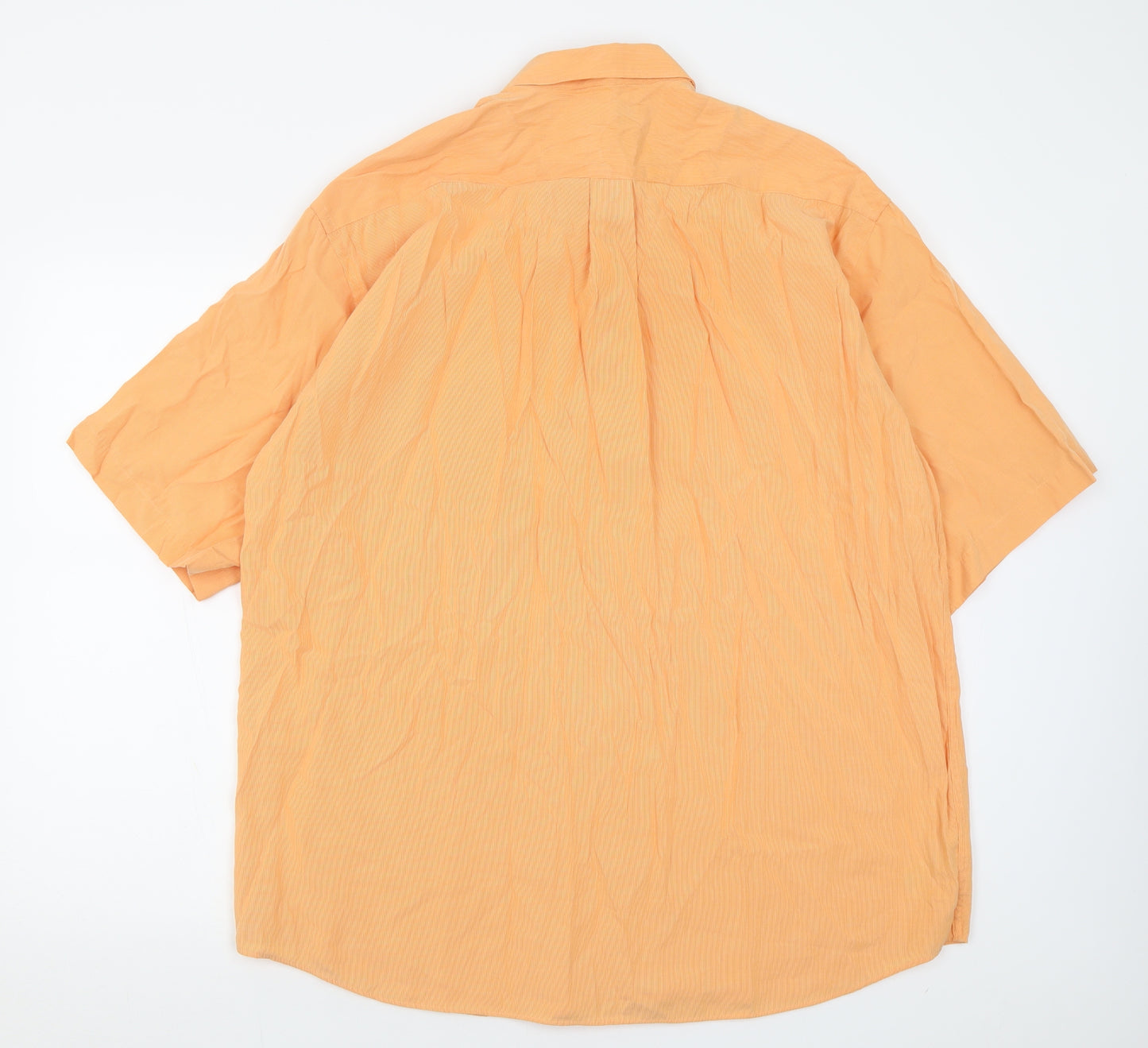 Marks and Spencer Mens Orange  Polyester  Button-Up Size 17 Collared Button