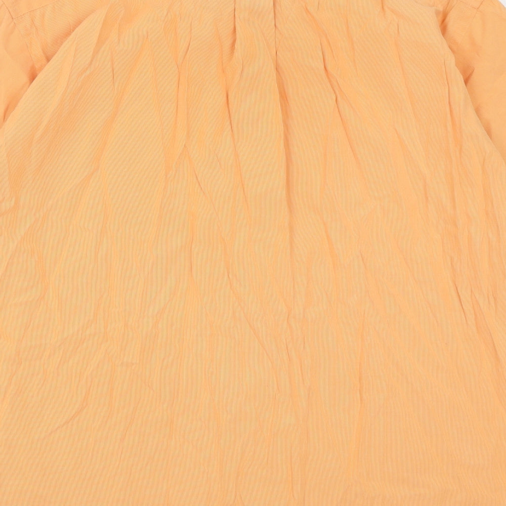 Marks and Spencer Mens Orange  Polyester  Button-Up Size 17 Collared Button