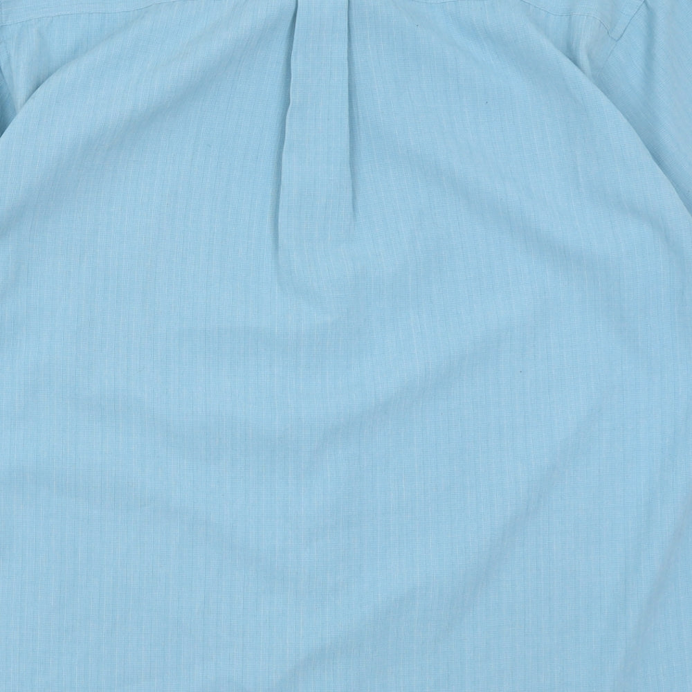 defined Mens Blue  Polyester  Button-Up Size L Collared Button