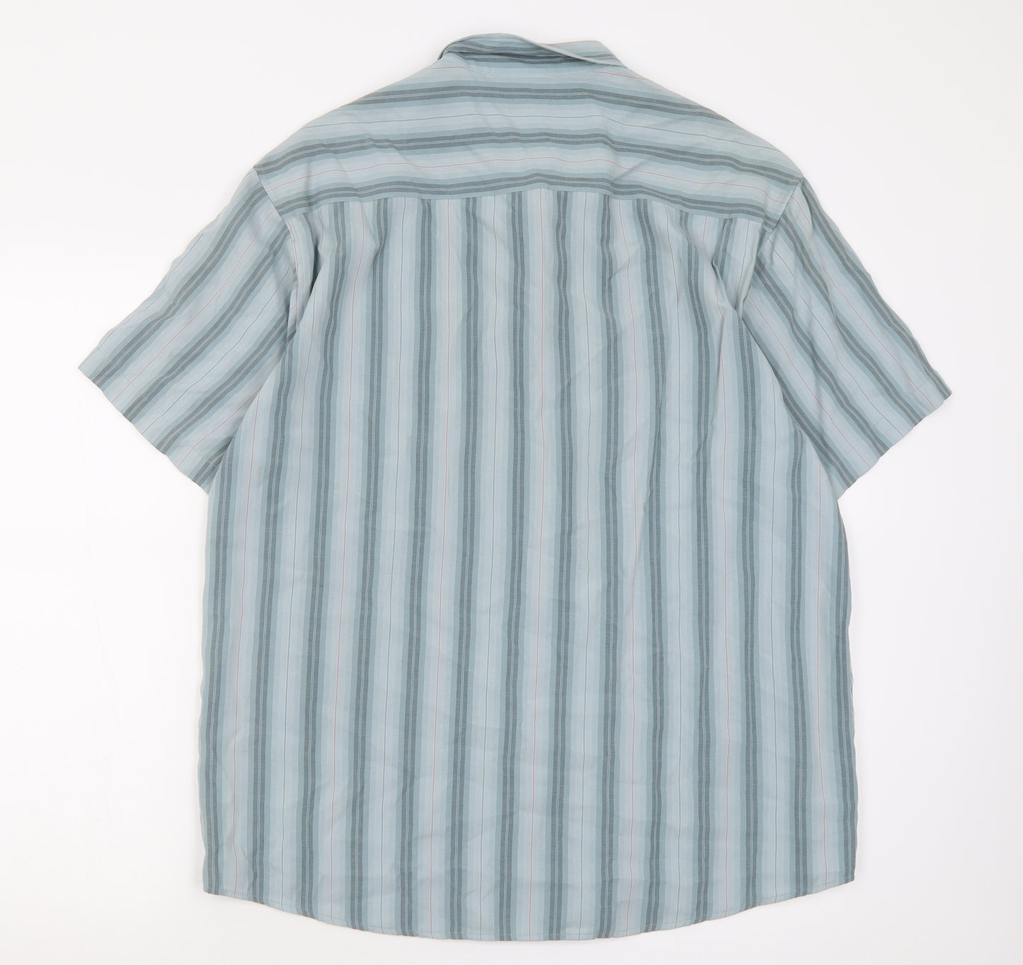 EAST Mens Green Striped Modal  Button-Up Size L Collared Button