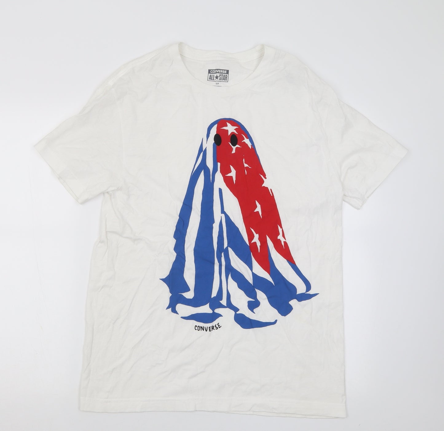 Converse Mens White  Cotton  T-Shirt Size S Crew Neck