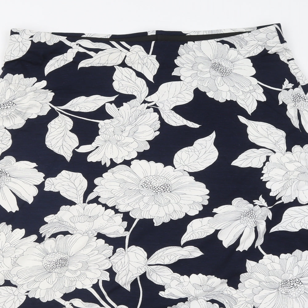 Alexon Womens Blue Floral Viscose A-Line Skirt Size 18