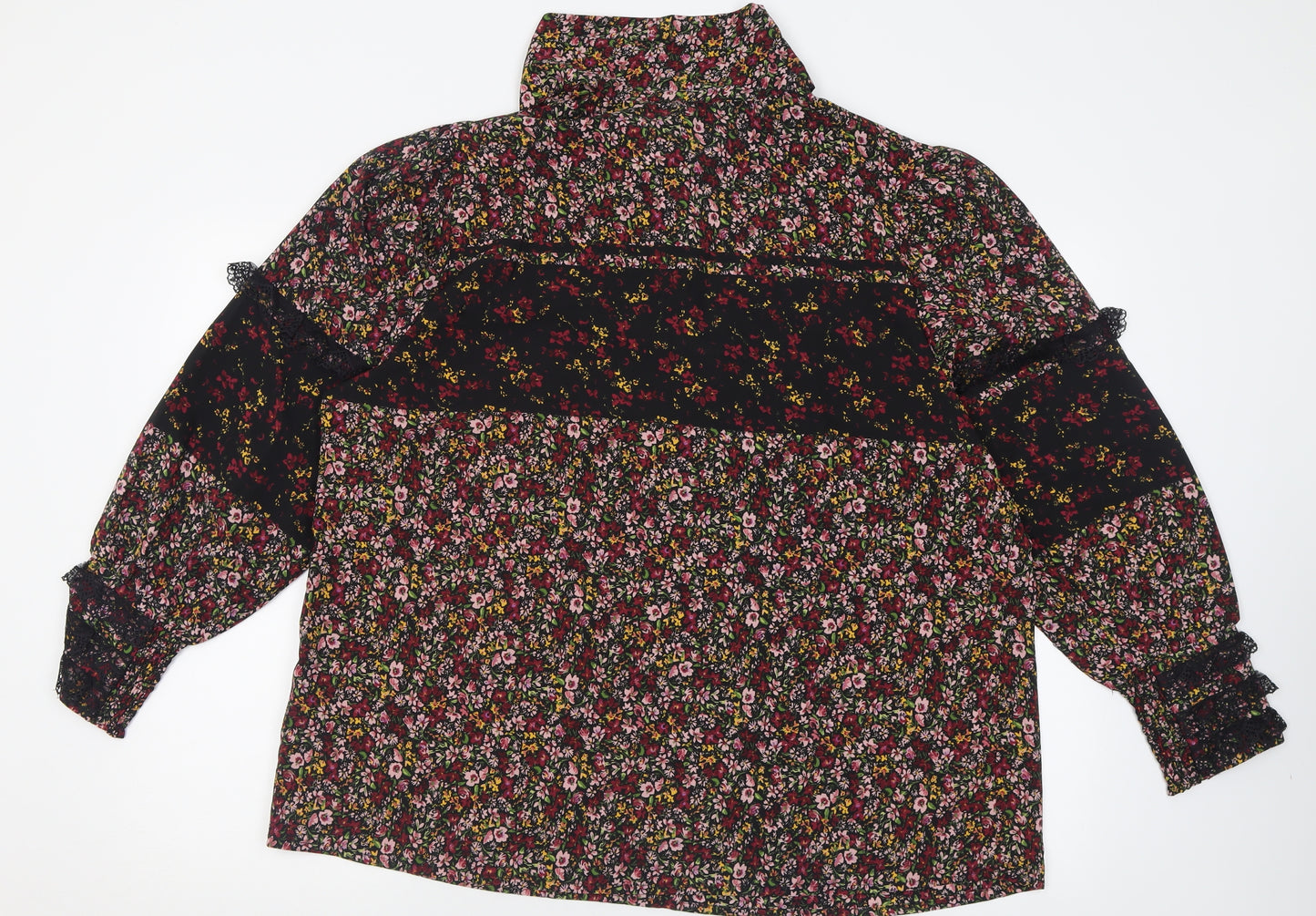 Simply Be Womens Purple Floral Polyester Basic Blouse Size 20 V-Neck