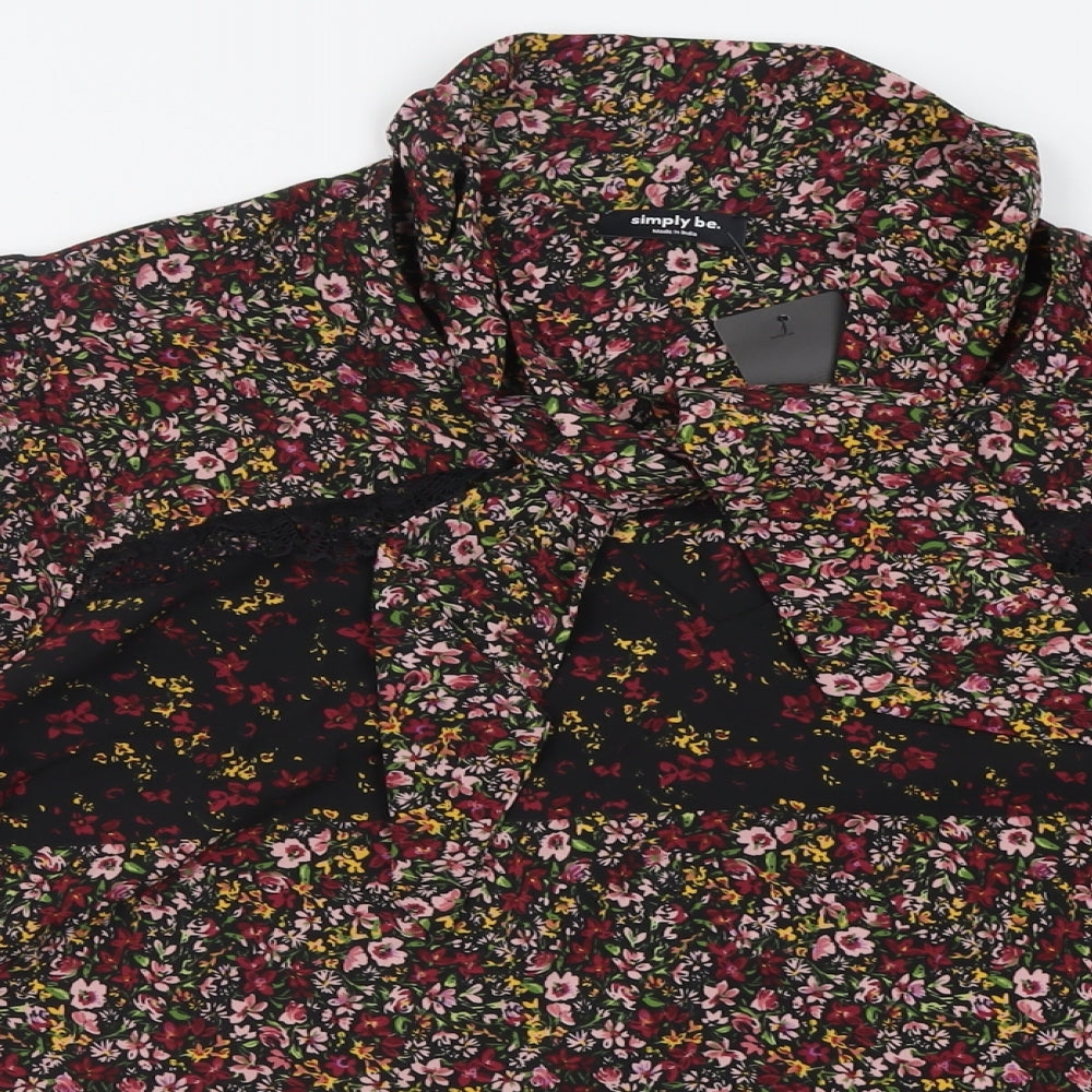 Simply Be Womens Purple Floral Polyester Basic Blouse Size 20 V-Neck