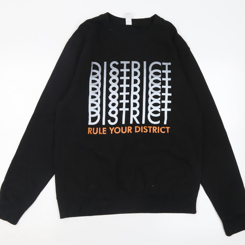Just Hoods Mens Black  Cotton Pullover Sweatshirt Size M   - rule your district