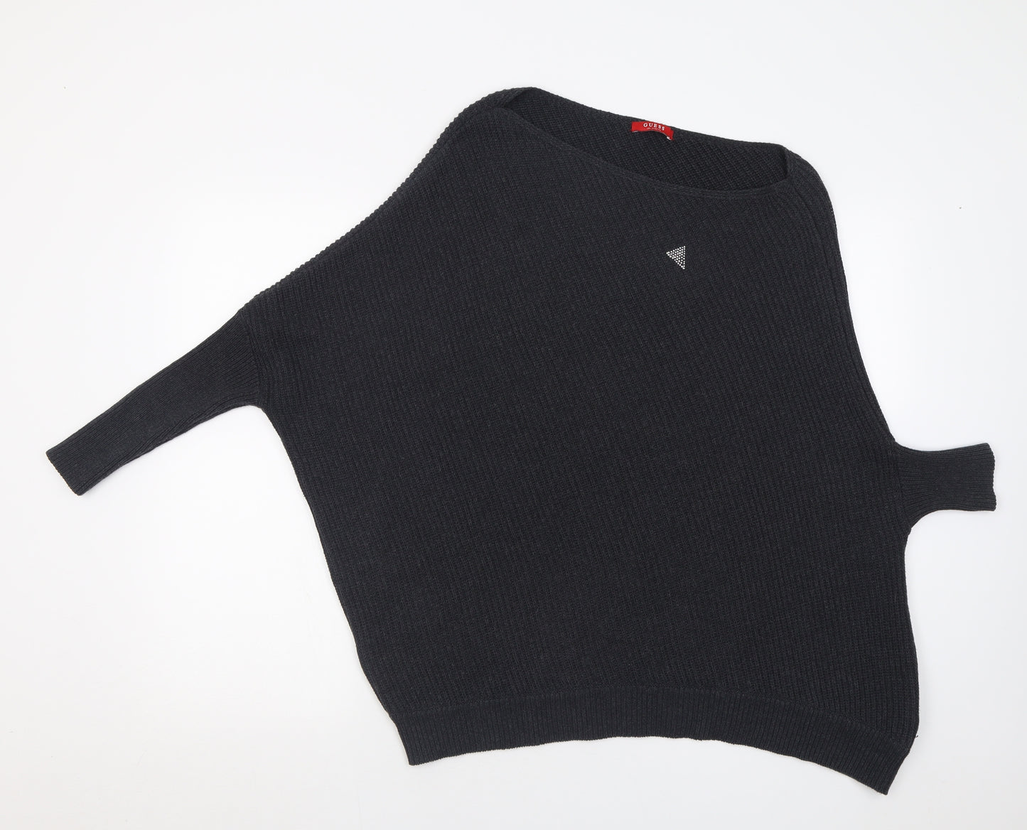 GUESS Womens Grey   Cotton Pullover Jumper Size S   - Off one shoulder