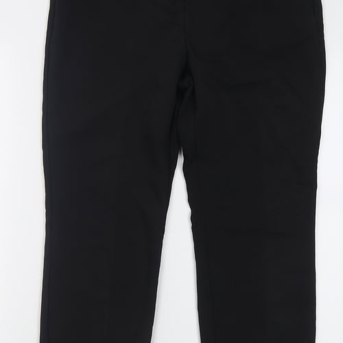 Papaya Womens Black  Polyester Trousers  Size 12 L27 in Regular Hook & Eye