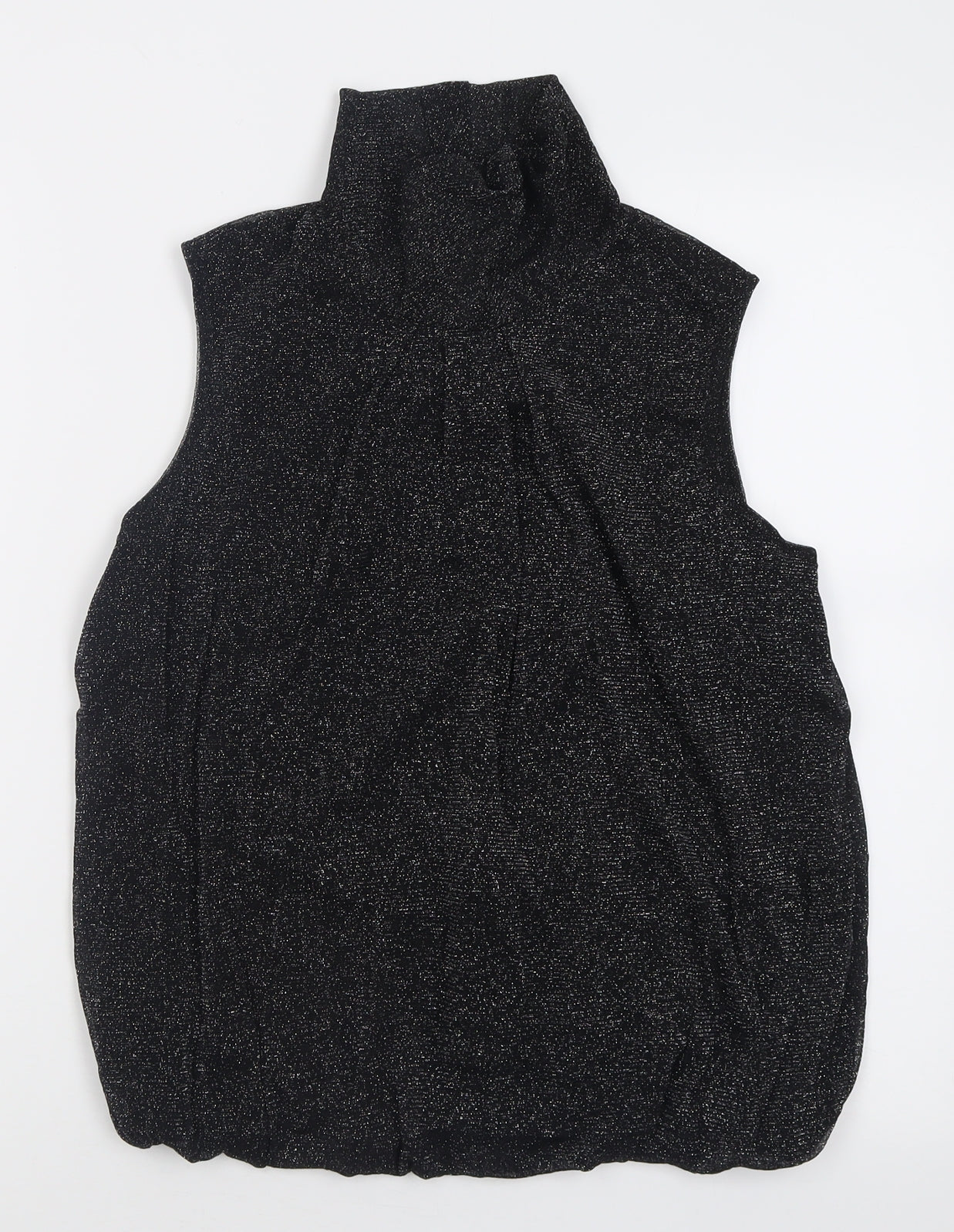 Debenhams Womens Black  Nylon Basic Tank Size 12 Roll Neck
