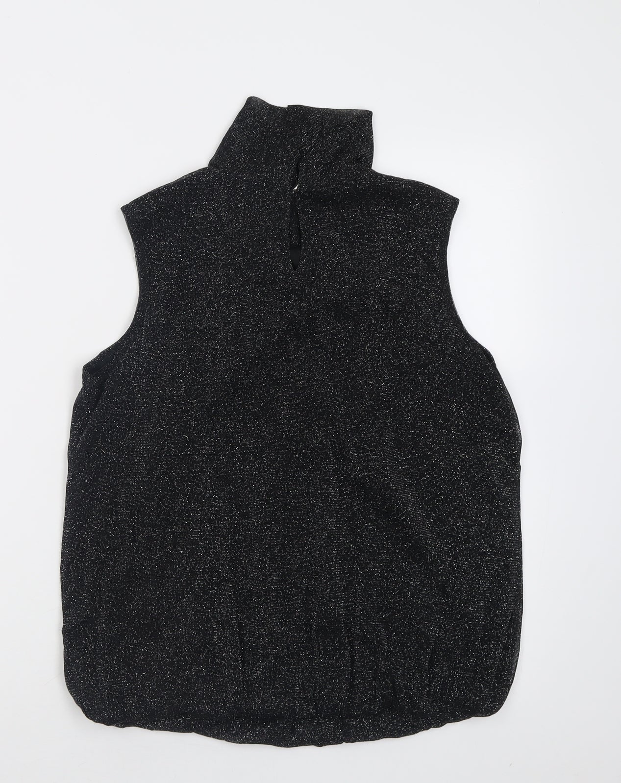 Debenhams Womens Black  Nylon Basic Tank Size 12 Roll Neck