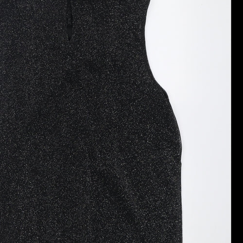 Debenhams Womens Black  Nylon Basic Tank Size 12 Roll Neck