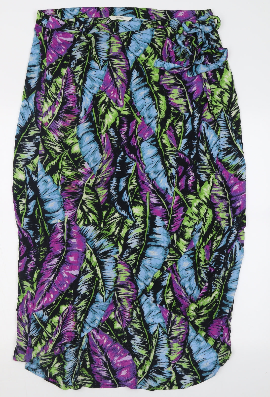 George Womens Multicoloured Geometric Viscose Wrap Skirt Size 18   Tie