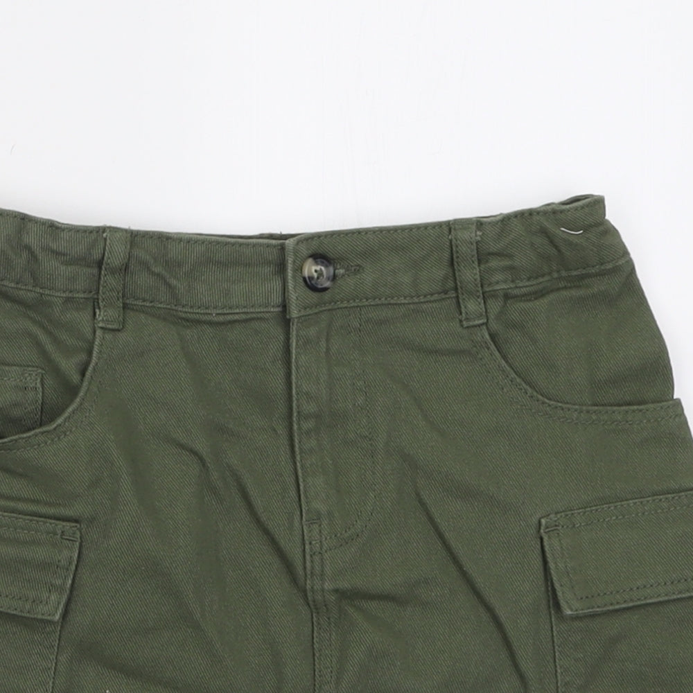 Primark Girls Green  Cotton Cargo Skirt Size 10-11 Years  Regular Button