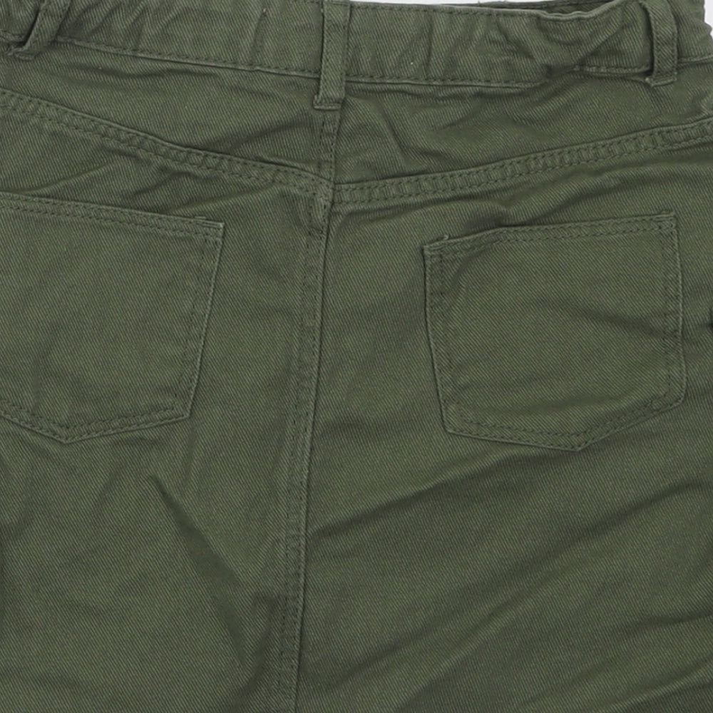 Primark Girls Green  Cotton Cargo Skirt Size 10-11 Years  Regular Button