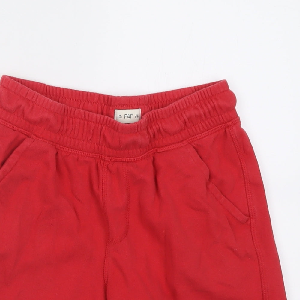 F&F Boys Red  Cotton Sweat Shorts Size 8-9 Years  Regular