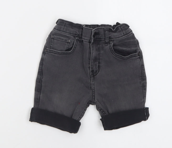 TU Boys Grey Cotton Bermuda Shorts Size 7 Years Regular Buckle