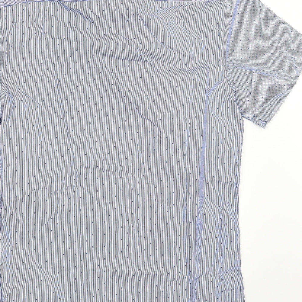 Dunnes Stores Mens Blue Striped Cotton  Button-Up Size S Collared Button