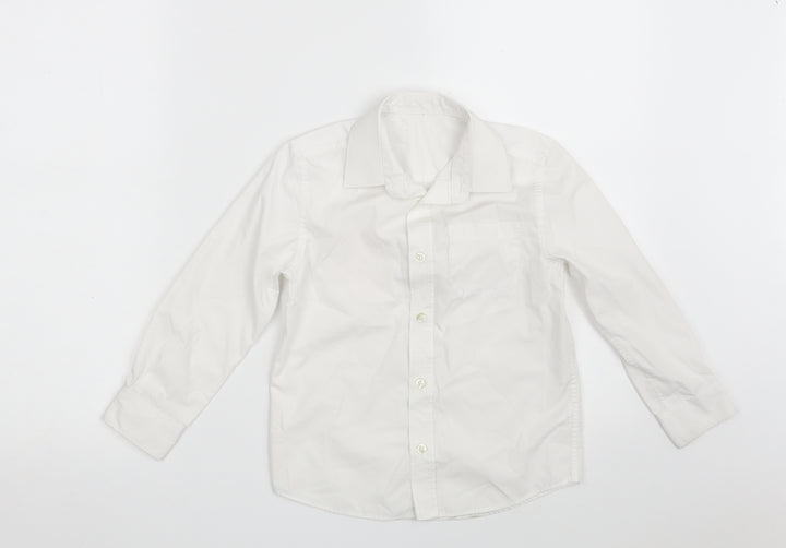 F&F Boys White Polyester Basic Button-Up Size 5-6 Years Collared Button
