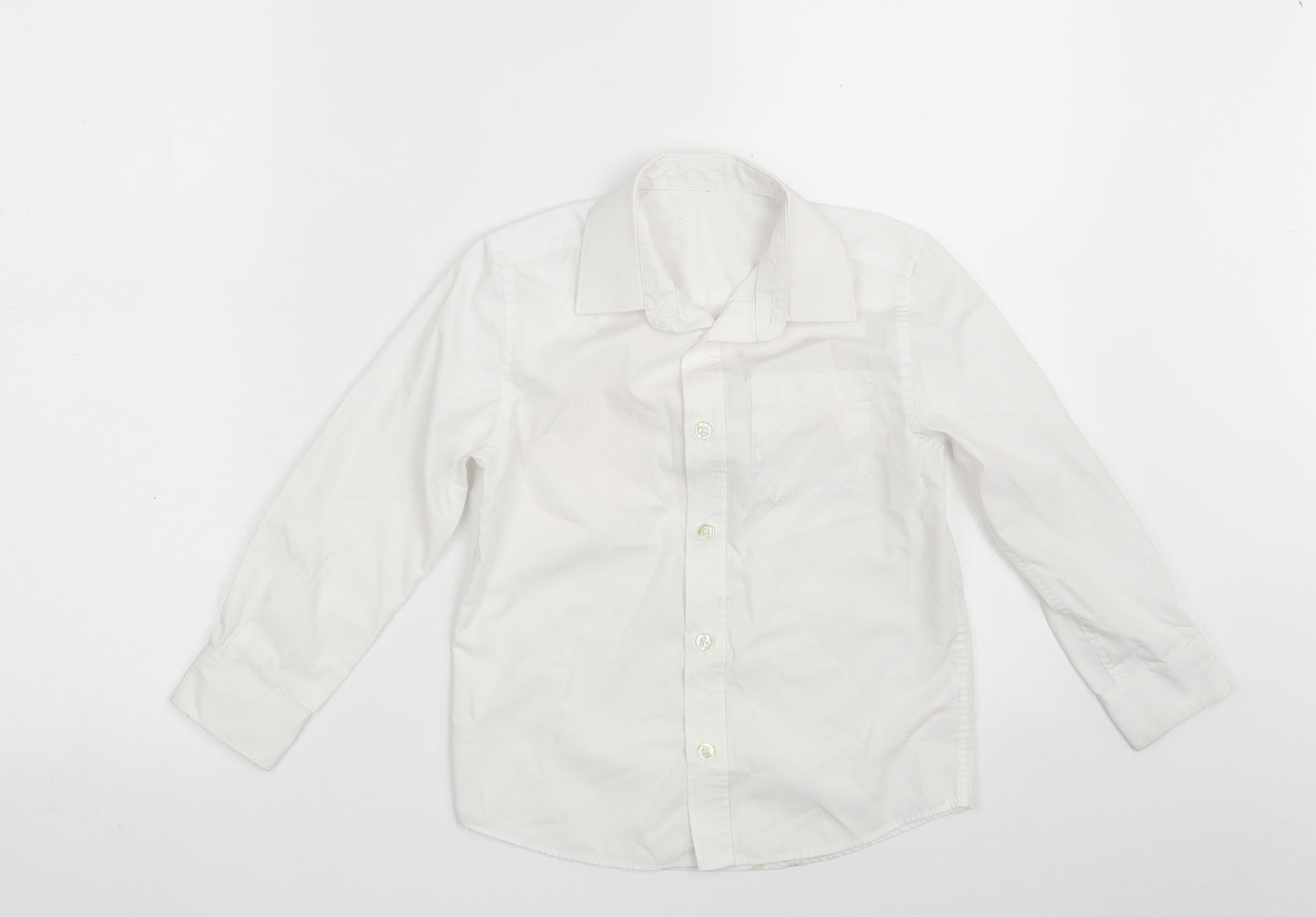 F&F Boys White  Polyester Basic Button-Up Size 5-6 Years Collared Button