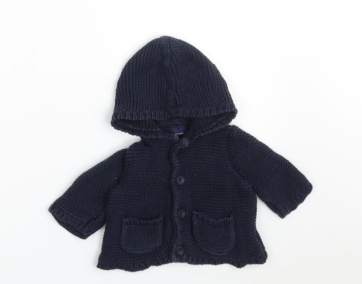 Gap Boys Blue  100% Cotton Cardigan Jumper Size 3-6 Months  Button