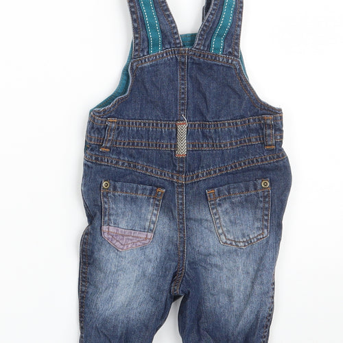 Marks and Spencer Baby Blue  Cotton Pinafore/Dungaree Dress  Size 0-3 Months  Square Neck Button