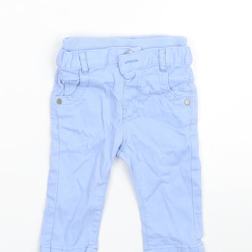 Marks and Spencer Baby Blue  Cotton Cropped Jeans Size 6-9 Months  Button