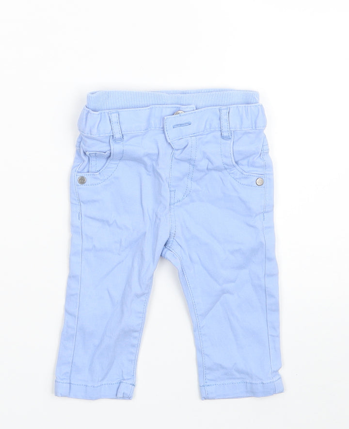 Marks and Spencer Baby Blue Cotton Cropped Jeans Size 6-9 Months Button