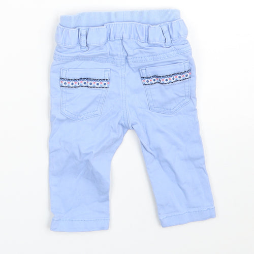Marks and Spencer Baby Blue  Cotton Cropped Jeans Size 6-9 Months  Button