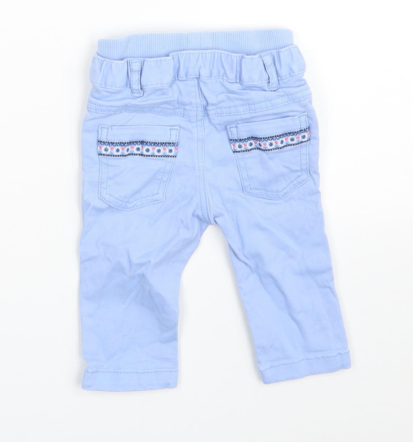 Marks and Spencer Baby Blue  Cotton Cropped Jeans Size 6-9 Months  Button