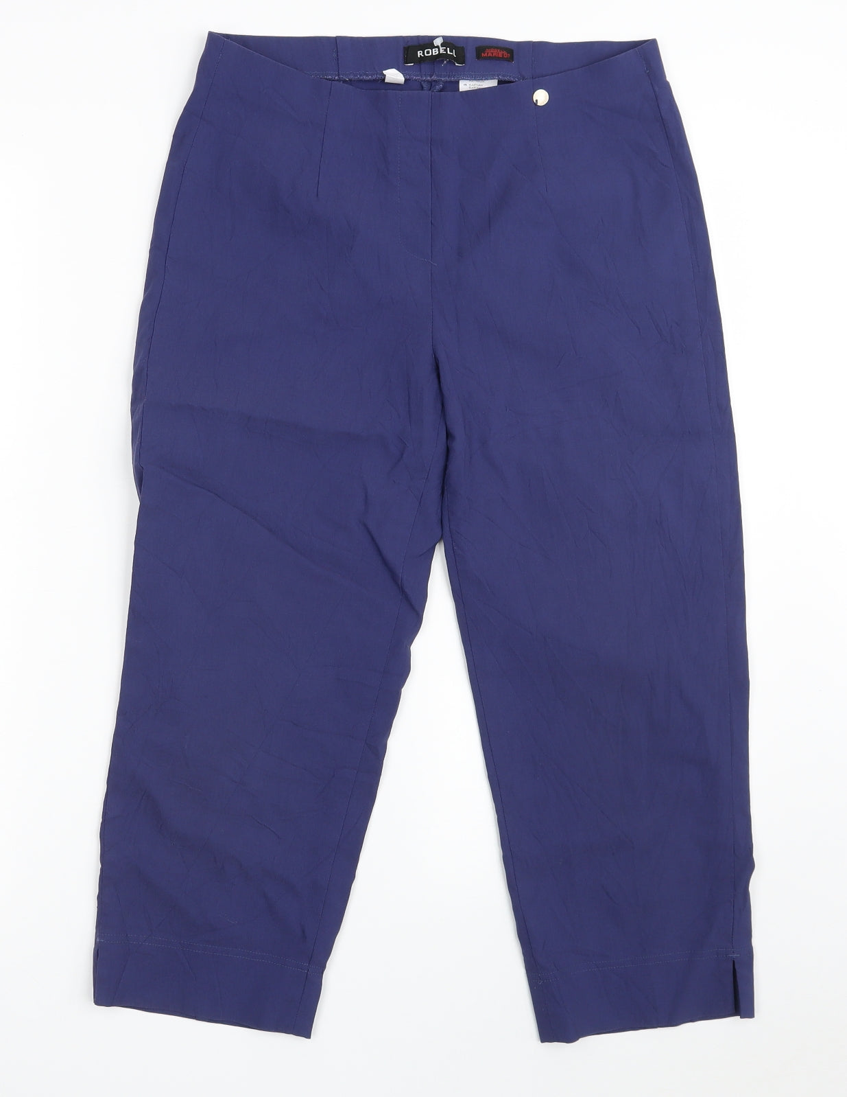 ROBELL Womens Blue  Viscose Capri Trousers Size 12 L22 in Regular