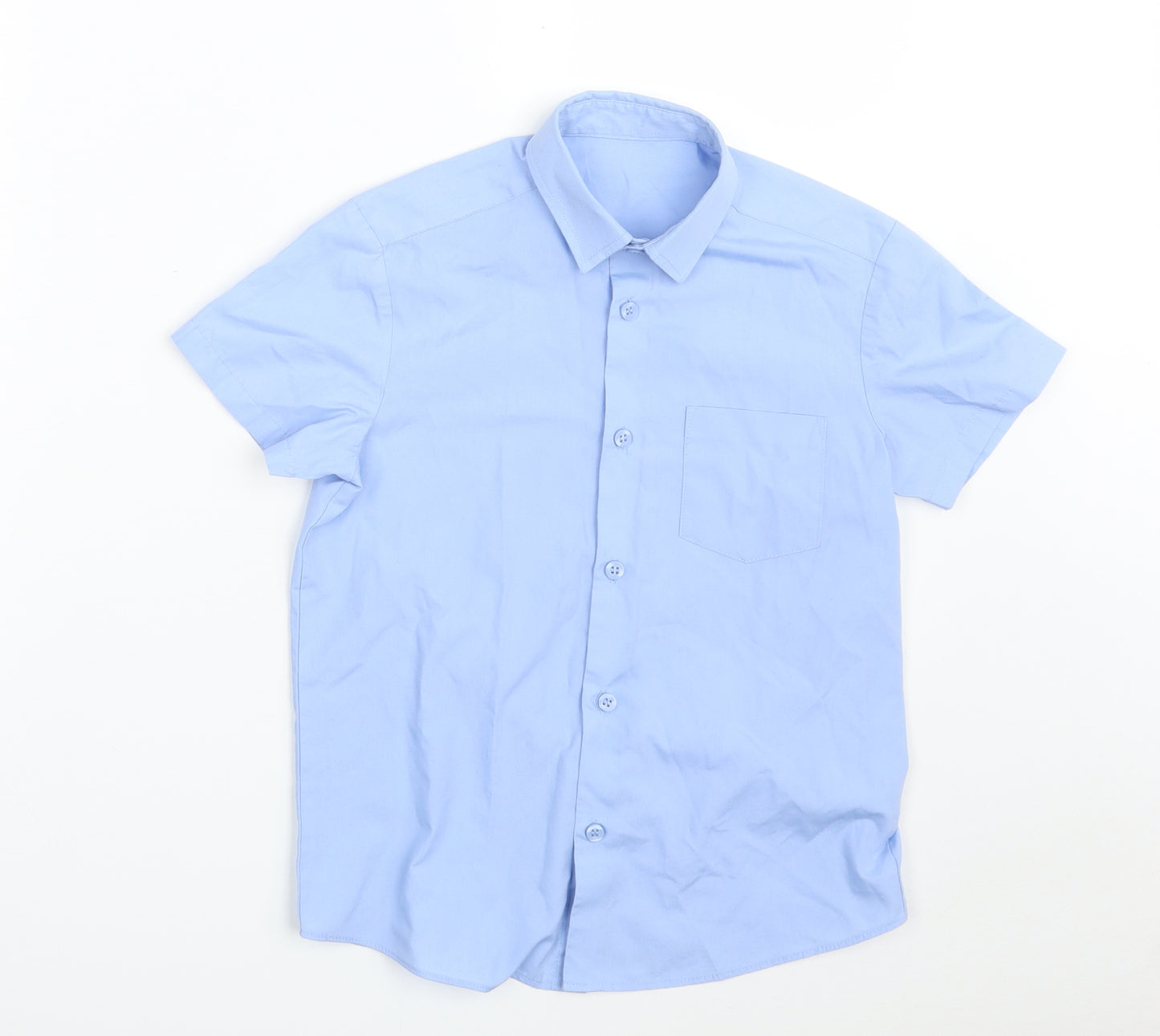 George Boys Blue  Polyester Basic Button-Up Size 7-8 Years Collared Button