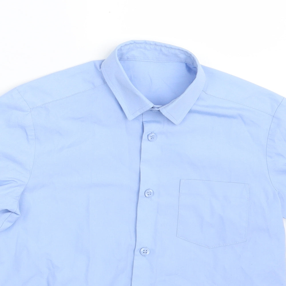 George Boys Blue  Polyester Basic Button-Up Size 7-8 Years Collared Button