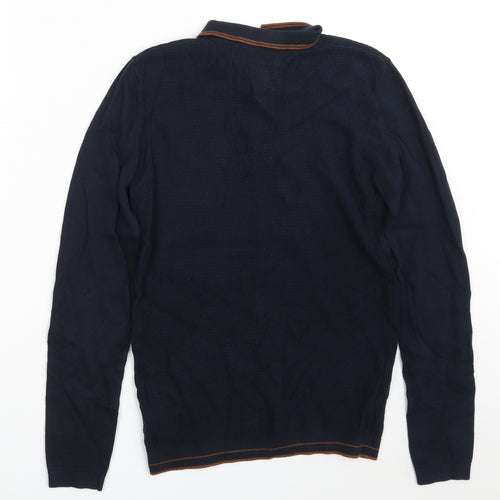 NEXT Boys Blue Collared  100% Cotton Pullover Jumper Size 12 Years  Button