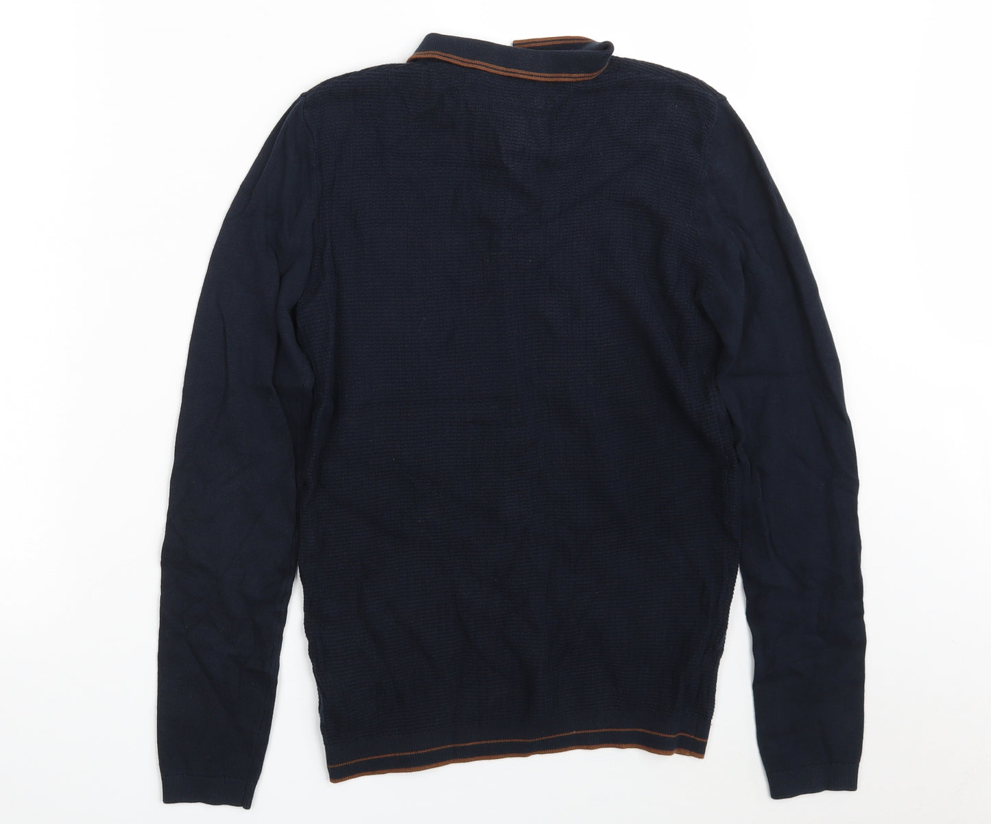 NEXT Boys Blue Collared  100% Cotton Pullover Jumper Size 12 Years  Button