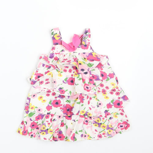 UBS2 Girls Multicoloured Floral 100% Cotton A-Line  Size 9-12 Months  Square Neck Button