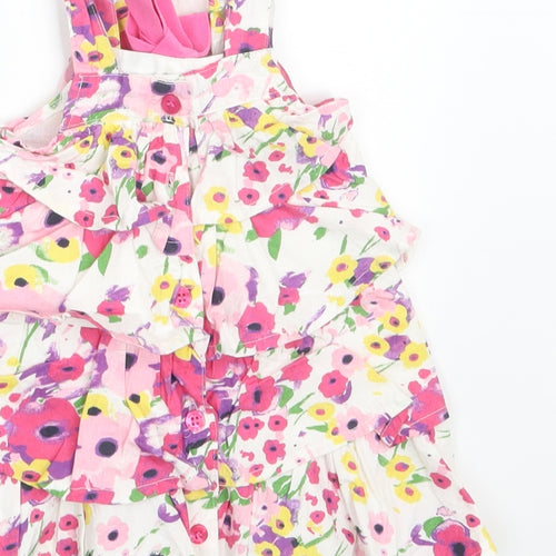 UBS2 Girls Multicoloured Floral 100% Cotton A-Line  Size 9-12 Months  Square Neck Button