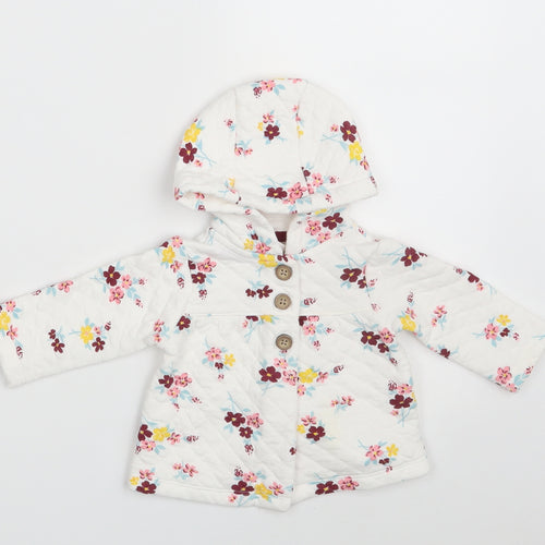 Carter's Girls White Floral Cotton Cardigan Jumper Size 6-9 Months  Button