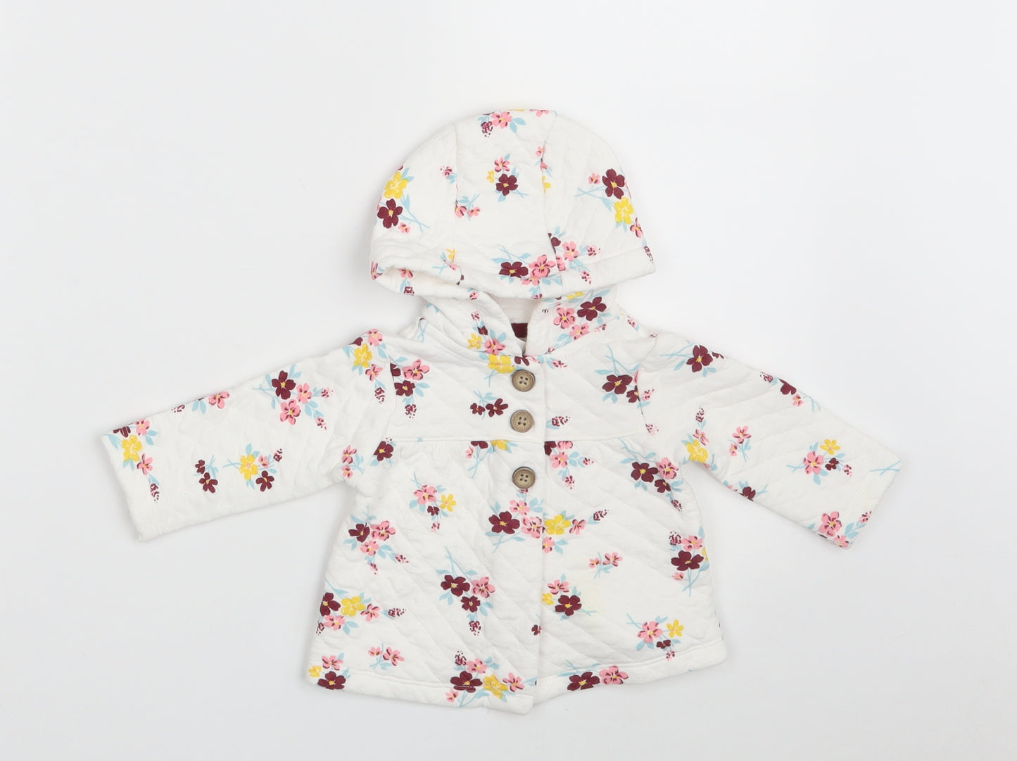 Carter's Girls White Floral Cotton Cardigan Jumper Size 6-9 Months  Button